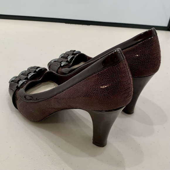 Giani Bernini Pumps Adult 6.5 M Brown Simona Buckle Peep Toe High Heel Women - Picture 4 of 9